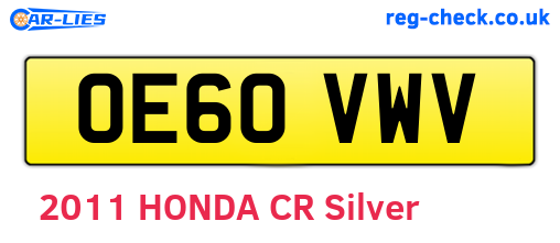 OE60VWV are the vehicle registration plates.