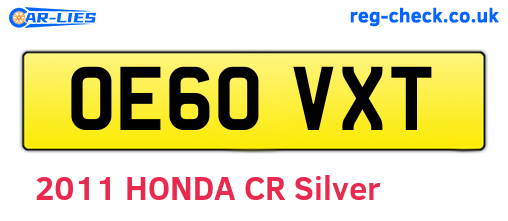 OE60VXT are the vehicle registration plates.