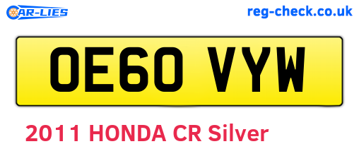 OE60VYW are the vehicle registration plates.