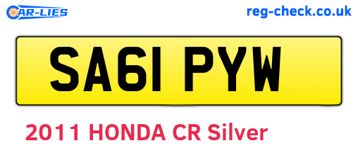 SA61PYW are the vehicle registration plates.