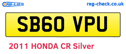 SB60VPU are the vehicle registration plates.