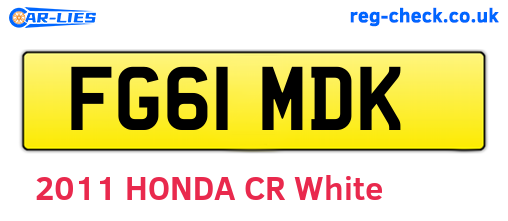 FG61MDK are the vehicle registration plates.
