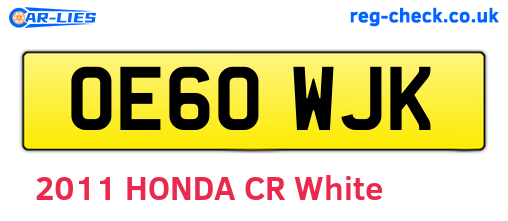 OE60WJK are the vehicle registration plates.