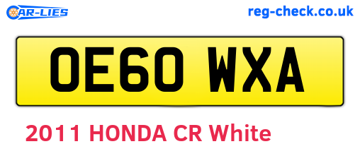 OE60WXA are the vehicle registration plates.