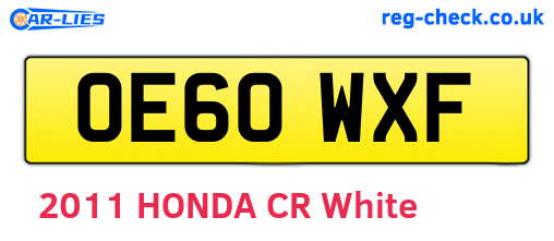 OE60WXF are the vehicle registration plates.