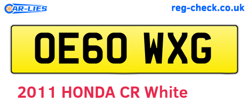 OE60WXG are the vehicle registration plates.