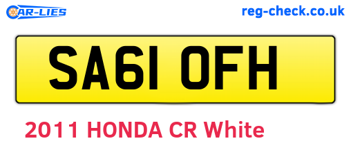 SA61OFH are the vehicle registration plates.