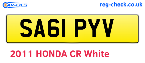 SA61PYV are the vehicle registration plates.