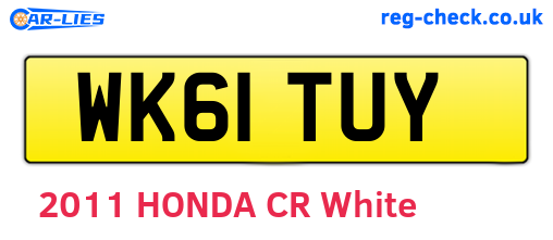 WK61TUY are the vehicle registration plates.
