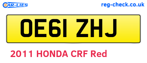 OE61ZHJ are the vehicle registration plates.