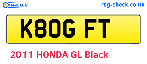 K80GFT are the vehicle registration plates.