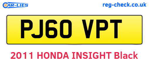 PJ60VPT are the vehicle registration plates.
