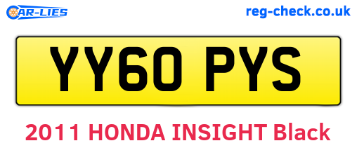 YY60PYS are the vehicle registration plates.