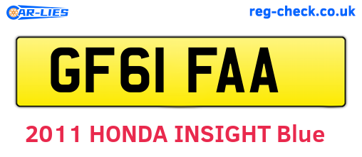 GF61FAA are the vehicle registration plates.