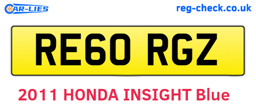 RE60RGZ are the vehicle registration plates.