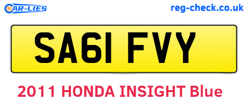SA61FVY are the vehicle registration plates.