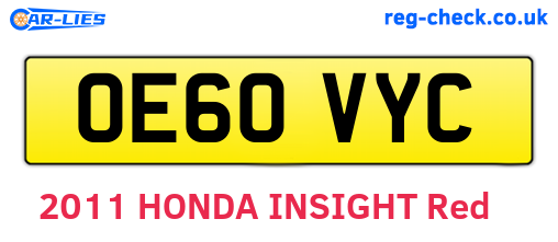 OE60VYC are the vehicle registration plates.