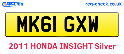 MK61GXW are the vehicle registration plates.