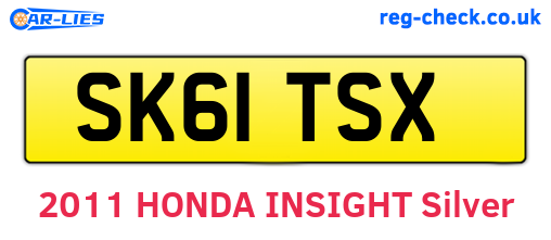 SK61TSX are the vehicle registration plates.