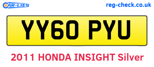 YY60PYU are the vehicle registration plates.