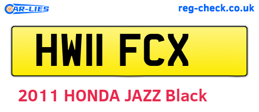 HW11FCX are the vehicle registration plates.