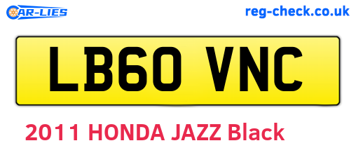 LB60VNC are the vehicle registration plates.