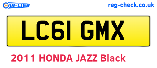 LC61GMX are the vehicle registration plates.