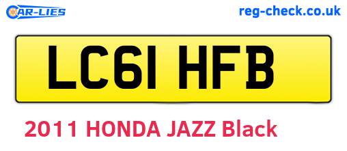 LC61HFB are the vehicle registration plates.