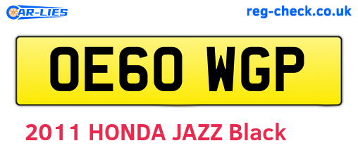 OE60WGP are the vehicle registration plates.