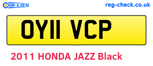 OY11VCP are the vehicle registration plates.