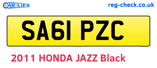 SA61PZC are the vehicle registration plates.