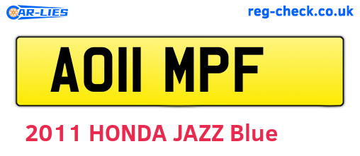 AO11MPF are the vehicle registration plates.