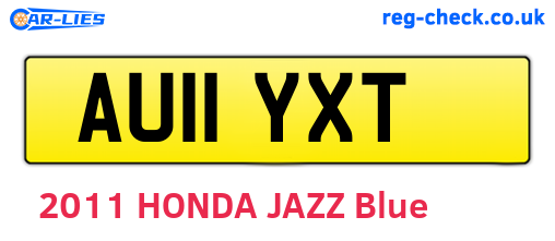 AU11YXT are the vehicle registration plates.