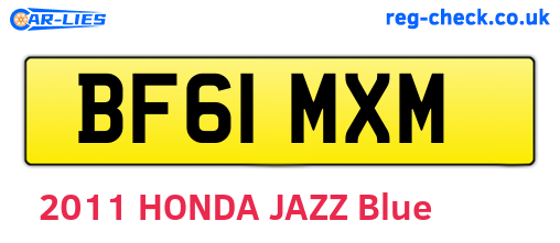 BF61MXM are the vehicle registration plates.