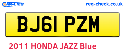 BJ61PZM are the vehicle registration plates.