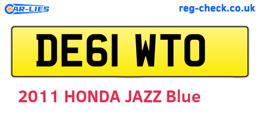 DE61WTO are the vehicle registration plates.