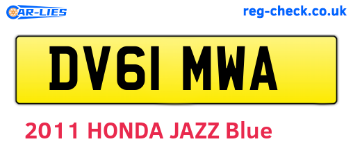 DV61MWA are the vehicle registration plates.