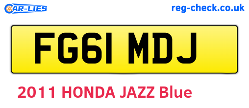 FG61MDJ are the vehicle registration plates.