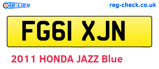 FG61XJN are the vehicle registration plates.