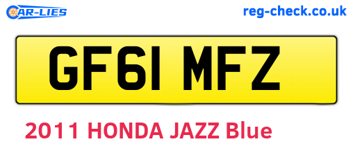 GF61MFZ are the vehicle registration plates.