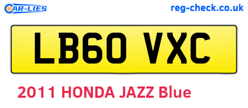 LB60VXC are the vehicle registration plates.