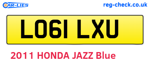 LO61LXU are the vehicle registration plates.