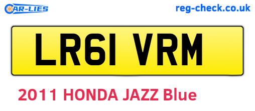 LR61VRM are the vehicle registration plates.
