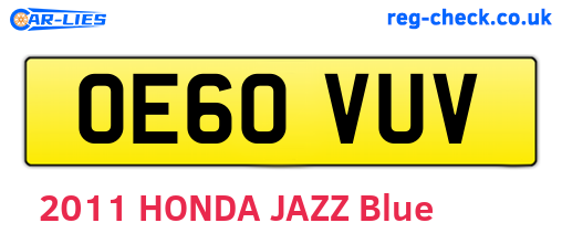 OE60VUV are the vehicle registration plates.