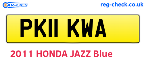 PK11KWA are the vehicle registration plates.