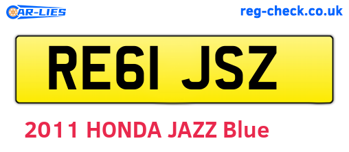 RE61JSZ are the vehicle registration plates.