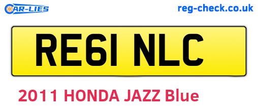 RE61NLC are the vehicle registration plates.