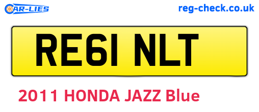 RE61NLT are the vehicle registration plates.