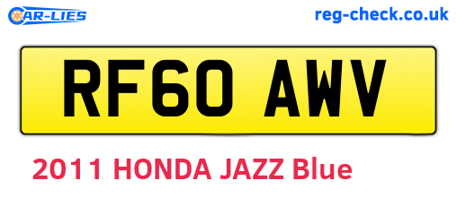 RF60AWV are the vehicle registration plates.