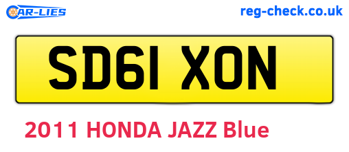 SD61XON are the vehicle registration plates.